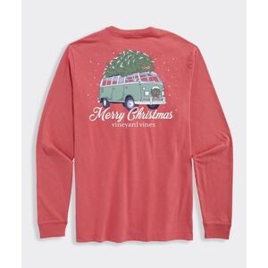Vineyard Vines Shirt Mens XXL Coral Long Sleeve Christmas Holiday Crew Neck Tee